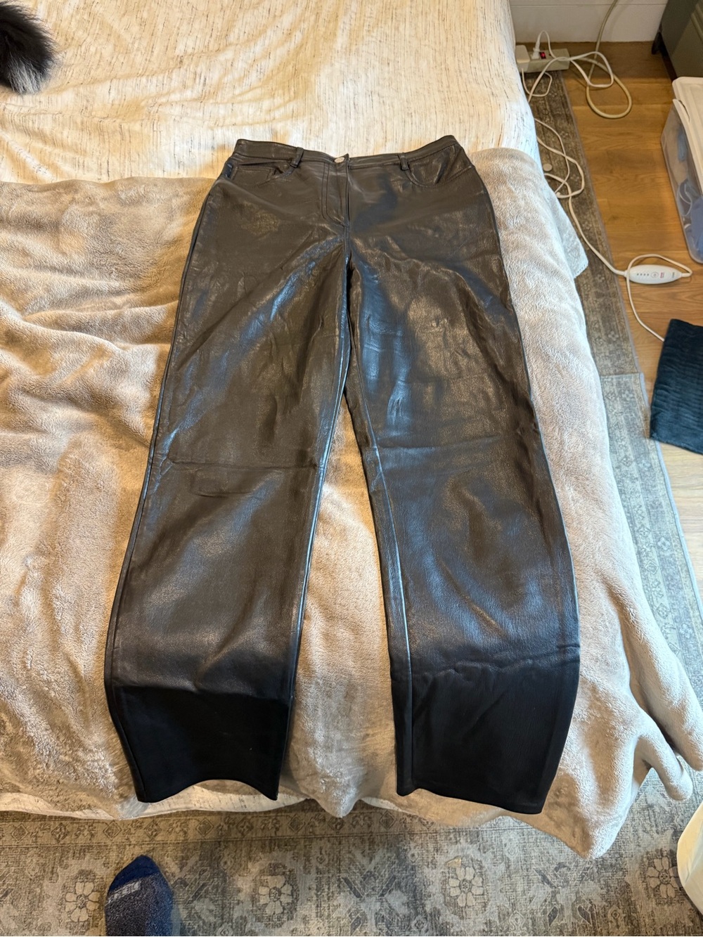 Wilfred Black Faux Leather Wide-Leg Pants